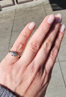 14k gold two tone Deco c.1930's 3 diamond estate ring