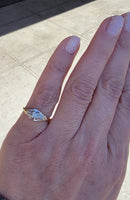 14k gold two tone Deco c.1930's 3 diamond estate ring