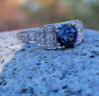 Platinum Art Deco c.1930's blue sapphire & diamond ring