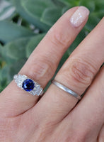 Platinum Art Deco c.1930's blue sapphire & diamond ring