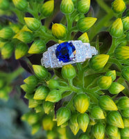 Platinum Art Deco c.1930's blue sapphire & diamond ring