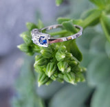 blue sapphire & European cut diamond Deco vintage band