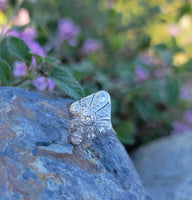 Platinum DECO diamond vintage glove shield estate antique ring