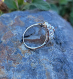 Platinum DECO diamond vintage glove shield estate antique ring