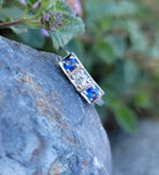 blue sapphire & European cut diamond Deco vintage band