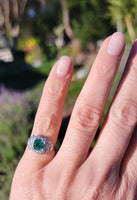 Platinum Emerald & Diamond estate Art Deco ring