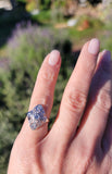 Platinum DECO diamond vintage glove shield estate antique ring