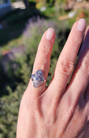 Platinum DECO diamond vintage glove shield estate antique ring