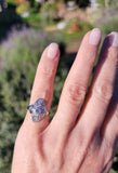 Platinum DECO diamond vintage glove shield estate antique ring