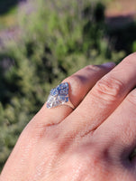 Platinum DECO diamond vintage glove shield estate antique ring