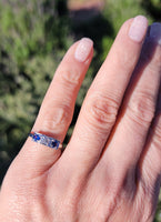 blue sapphire & European cut diamond Deco vintage band