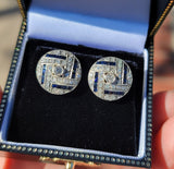 Art Deco silver top & 9ct gold 58 diamond and sapphire stud earrings