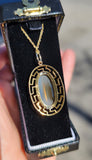 10k yellow gold Agate Deco vintage estate necklace pendant
