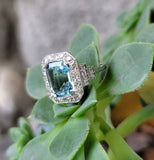 Platinum Art Deco Aquamarine & Diamond estate Ring