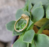 14k yellow gold Edwardian turquoise & mine cut diamond halo ring