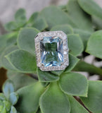 Platinum Art Deco Aquamarine & Diamond estate Ring