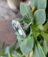Platinum Art Deco Aquamarine & Diamond estate Ring