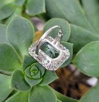 Platinum Art Deco Aquamarine & Diamond estate Ring