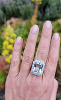 Platinum Art Deco Aquamarine & Diamond estate Ring