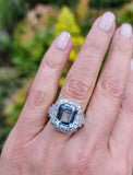 Platinum Art Deco Aquamarine & Diamond estate Ring