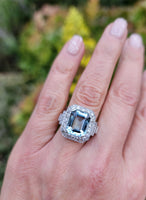 Platinum Art Deco Aquamarine & Diamond estate Ring