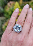 Platinum Art Deco Aquamarine & Diamond estate Ring