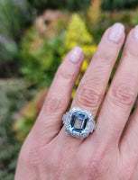 Platinum Art Deco Aquamarine & Diamond estate Ring