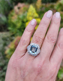 Platinum Art Deco Aquamarine & Diamond estate Ring