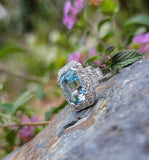 Platinum Art Deco Aquamarine & Diamond estate Ring