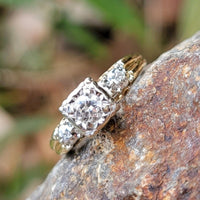 14k gold two tone c.30's - c.40's diamond engagement ring