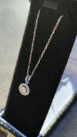 14k gold white gold diamond halo pendant necklace