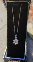 14k gold white gold diamond & natural alexandrite flower pendant necklace