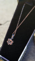 14k gold white gold diamond & natural alexandrite flower pendant necklace
