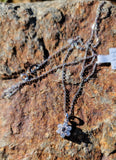 14k gold white gold diamond & natural alexandrite flower pendant necklace