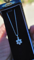 14k gold white gold diamond & natural alexandrite flower pendant necklace