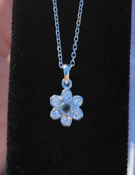 14k gold white gold diamond & natural alexandrite flower pendant necklace