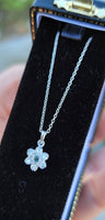 14k gold white gold diamond & natural alexandrite flower pendant necklace