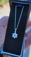 14k gold white gold diamond & natural alexandrite flower pendant necklace