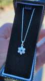 14k gold white gold diamond & natural alexandrite flower pendant necklace