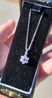 14k gold white gold diamond & natural alexandrite flower pendant necklace