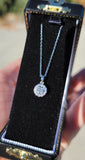 14k gold white gold diamond halo pendant necklace