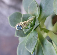 18-14k gold filigree aquamarine ring