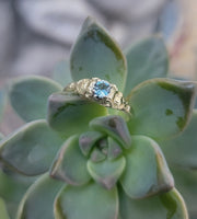 18-14k gold filigree aquamarine ring