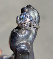 Platinum c.1920's filigree diamond ring - apx .60ct tw