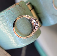 14k white gold topaz & diamond c.1920's filigree vintage ring