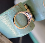 14k white gold topaz & diamond c.1920's filigree vintage ring