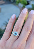 18k white gold aquamarine & diamond filigree c.1920's ring