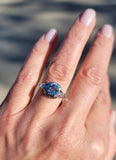 18k white gold aquamarine & diamond filigree c.1920's ring