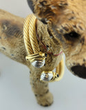 14k gold two tone cabochon amethyst bracelet