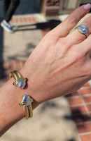 14k gold two tone cabochon amethyst bracelet